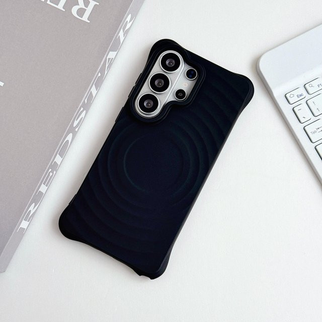 Magnetische Silikon Handyhülle mit Wasserwellen-Design für Samsung Galaxy S26 S24 S23 Ultra Plus in Schwarz mit Unterstützung für kabelloses Laden - Bild 1