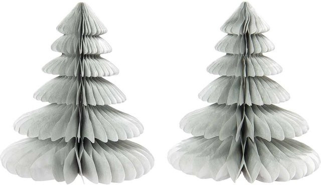 Rico Design Wabenpapier Tannenbäume in Silber für Weihnachten, 2 Stück, Höhe: 20 cm - Bild 1