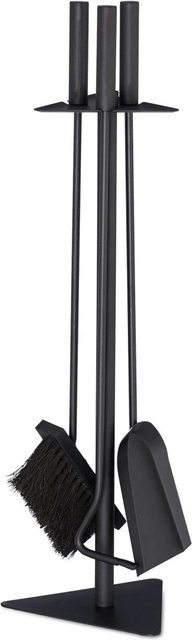 Relaxdays Kaminbesteck aus Stahl in Schwarz, 4-teilig, B/T/H: 60 x 18,5 x 16,5 cm - Bild 1