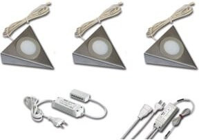 Hera LED-Unterbauleuchten 3er-Set in Edelstahl Silber mit Trafo und Touch-Bedienung, warmweiß - Bild 1
