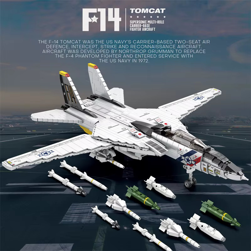 AMAZINGBLOKS Militär-Tomcat F14 Kampfflugzeug, Bausatz, 1443 Teile, ab 14 Jahren - Bild 3