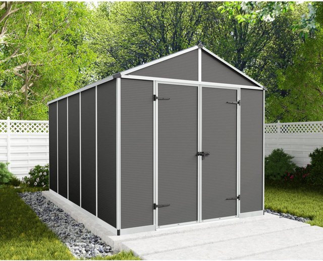 Palram - Canopia Gerätehaus Rubicon in Grau mit Polycarbonat und Aluminium, B: 237 cm, T: 237 cm, H: 235 cm - Bild 1