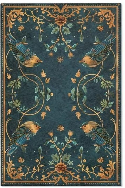 Lodestar Persischer Bereichsteppich in Lila und Multicolour, Floral im Art Deco Stil, Maschinenwebend, B/H: 60 x 90 cm - Bild 1