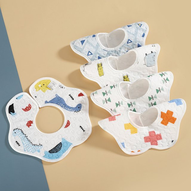 3er-Set wasserdichte Baby-Fütterungslätzchen aus Baumwolle in Multicolour, weiche Blütenblatt-Design Spucktücher für Neugeborene und Kleinkinder - Bild 1