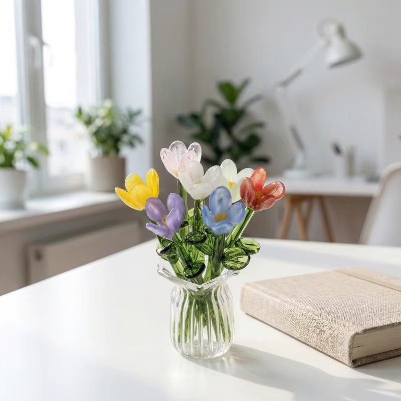Realistische künstliche Tulpen aus Glas im 6er-Set, bunte Simulations-Blumen für moderne Tischdekorationen - Bild 2
