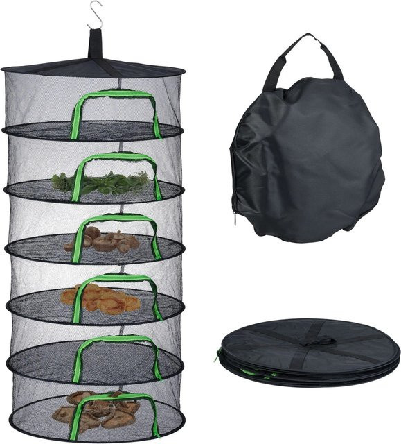 Relaxdays Trockennetz aus Polyester, faltbar, 6-lagig, Schwarz-Grün, B: 120 cm, T: 60 cm - Bild 1