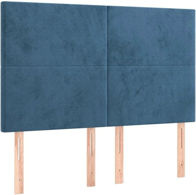 vidaXL Kopfteil aus Samt in Dunkelblau, B/H: 144 x 118 cm - Bild 1