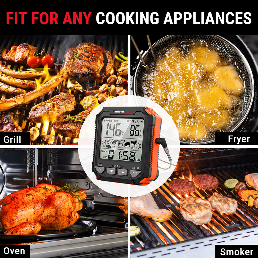 ThermoPro TP716 Digitalthermometer mit Sonde für Ofen, Fritteuse und Grill inklusive Timer für die Küche - Bild 6
