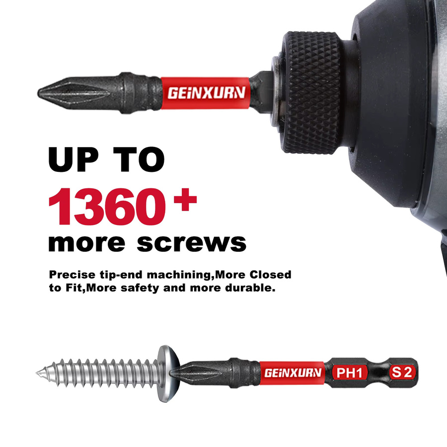 Geinxurn Schlagschrauber-Bits-Set aus S2-Stahl, 71-teilig, magnetisch mit Aufbewahrungskoffer und Schlagbithalter - Bild 3