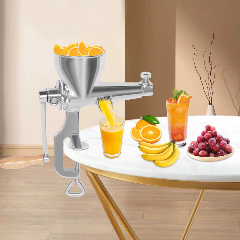 Bymaocar Manuelle Obst- und Gemüsemaschine aus Edelstahl in Silber als Handpresse und Entsafter für Weizengras und Zitrusfrüchte - Bild 3