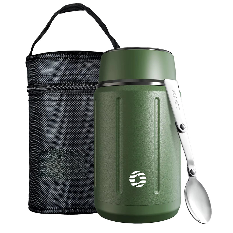FEIJIAN Thermo-Lunchbox aus Edelstahl mit Tasche und Besteck, 1000 ml, Blau oder Grün - Bild 4