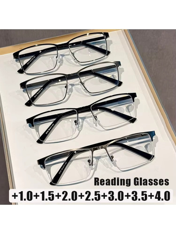 DIXSG Lesebrille, quadratisch, Vollrand, Metall, schwarz, Unisex - Bild 3