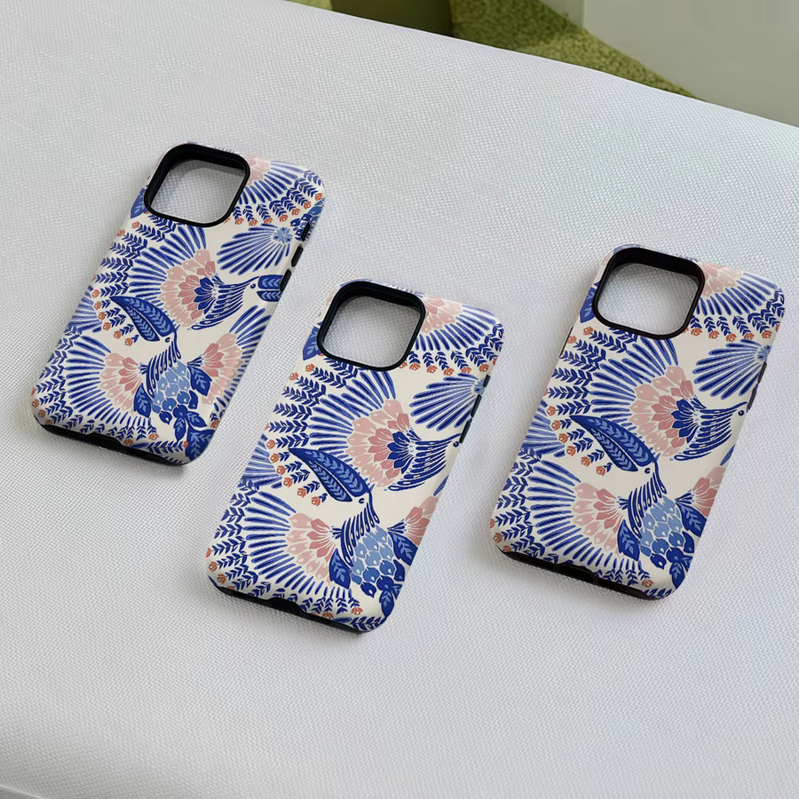 Aurea Case Matte Bumper Schutzhülle mit MagSafe Kompatibilität für iPhone 17 16 15 14 13 Pro Max Blue Bird Floral-s in Blau/Mehrfarbig - Bild 4