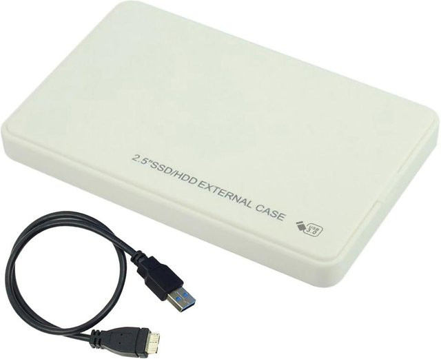 OutsideWorld Externes USB 3.0 Festplattengehäuse für 2,5 Zoll SATA HDD und SSD, 5Gbps, Weiß - Bild 1