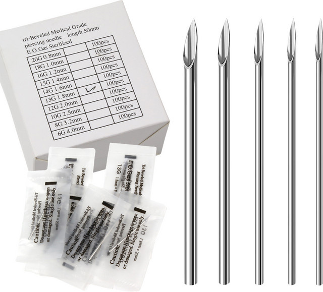Sterile Piercing Nadeln aus Chirurgenstahl, Einweg, 12G-20G - Bild 1