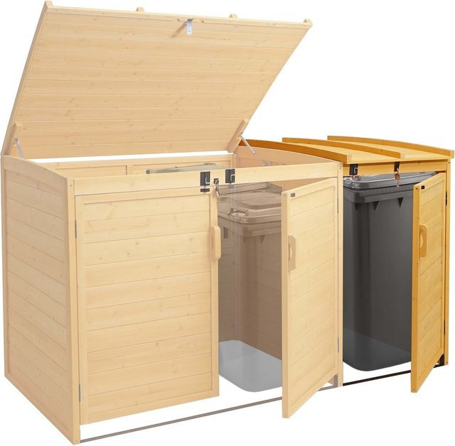 Mülltonnenverkleidung Erweiterung MCW-H75 Mülltonnenbox aus Holz in Braun, B/T/H: 120 x 68 x 104 cm - Bild 1