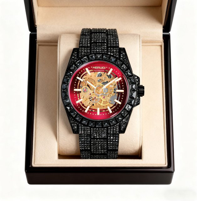 MEIRUIQI Armbanduhr, Automatik, Edelstahl, Schwarz, Herren - Bild 1