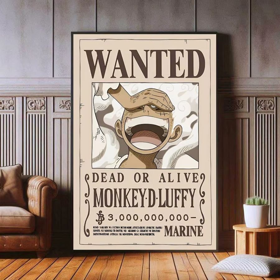 One Piece Wanted Notice Luffy Poster als Leinwandmalerei für deine ästhetische Wanddekoration in Multicolour - Bild 4
