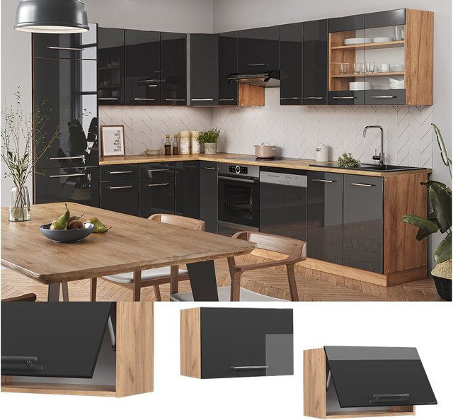 Vicco Hängeschrank Fame-Line Küchenschrank in Eiche Anthrazit Hochglanz mit Softclose-Scharnieren, Breite: 60 cm, Höhe: 40 cm, Tiefe: 34,1 cm - Bild 1