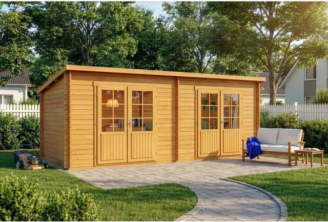 Alpholz Gartenhaus Maria Twin Pultdach Imprägniert Braun B: 578 cm, H: 224 cm, T: 220 cm - Bild 1
