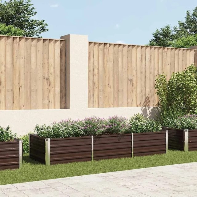Furnicato Garten-Hochbeet aus verzinktem Stahl in Braun, B/T/H: 240 x 80 x 45 cm - Bild 1