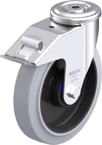 Blickle LER-POEV 200XKA-FI-SG Stahlblech-Lenkrolle aus verzinktem Stahl mit Rad-Durchmesser 200 mm und einer Tragfähigkeit von 300 kg in Grau und Schwarz - Bild 1