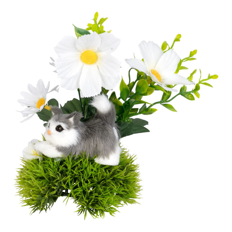 Mehrfarbiges Dekogesteck Kätzchen im Blumenbeet von Moderne Hausfrau - Bild 2