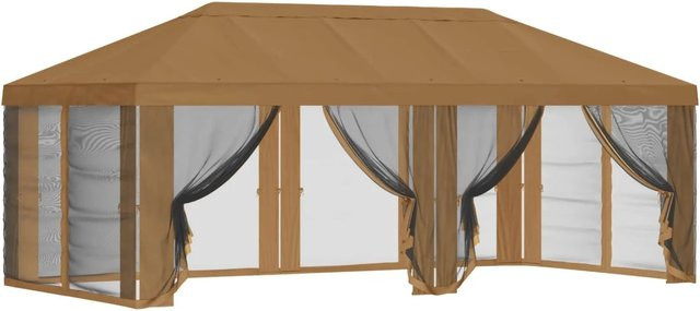 vidaXL Pavillon mit Dach und Seitenwänden aus Polyester in Beige, B: 6 m, T: 3 m - Bild 1
