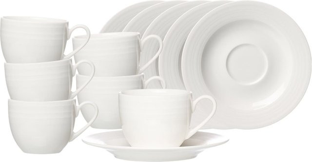 Ritzenhoff & Breker Espressotassen mit Untertassen Levi aus Porzellan, Weiß, 6er Set, 90 ml - Bild 1