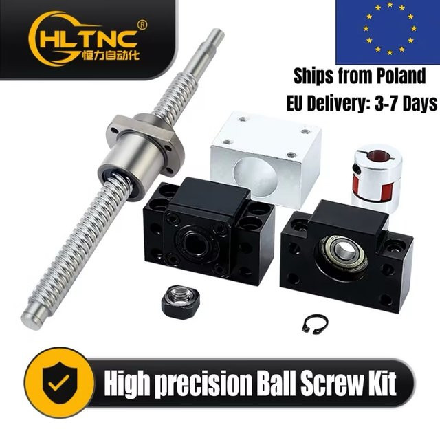 HLTNC Kugelumlaufspindel-Kit SFU1605 mit BK12 BF12 Stützlager Muttergehäuse DSG16H und Kupplung D25L30 in Silber, 5mm Steigung - Bild 1