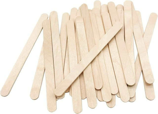 50 Stück Bastelstäbchen aus Naturholz in Beige, Länge: 11,4 cm - Bild 1