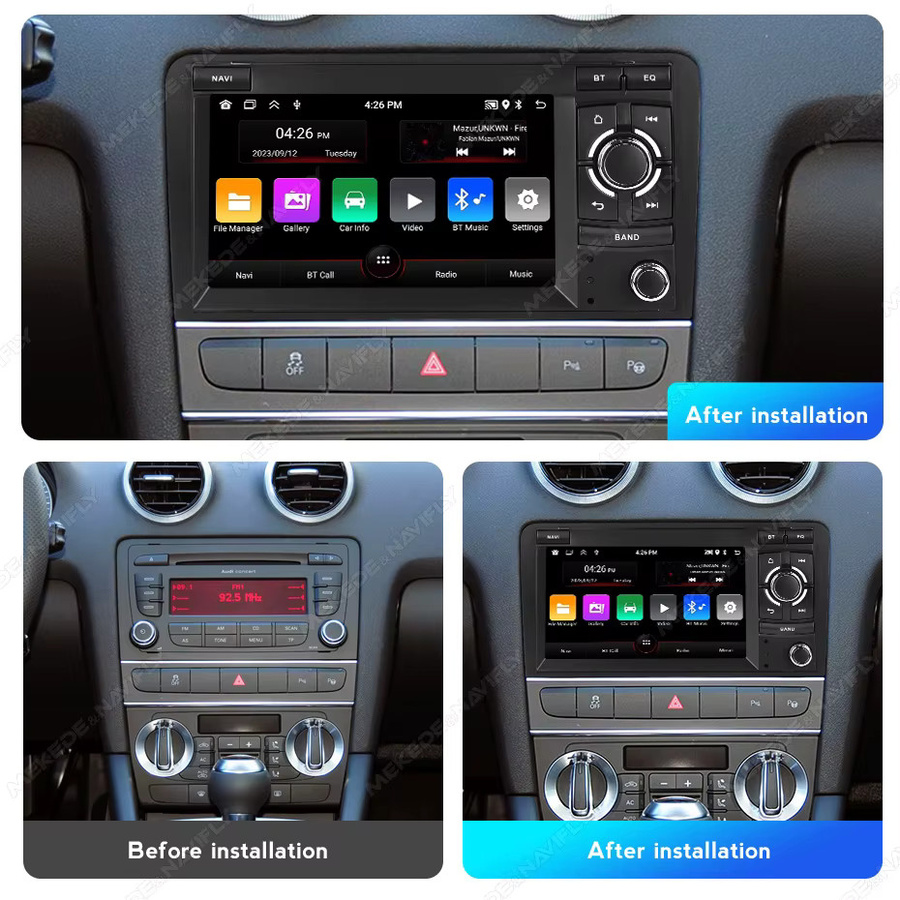 MEKEDE 7 Zoll Auto Radio für Audi A3 8P 2003-2012 S3 RS3 Sportback mit Carplay Multimedia Player in Schwarz - Bild 2