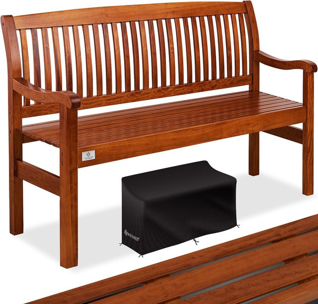 KESSER Gartenbank aus Massivholz in Braun mit Wetterschutz-Cover, wetterfeste Holzbank für Garten, Balkon und Terrasse, belastbar bis 320 kg - Bild 1