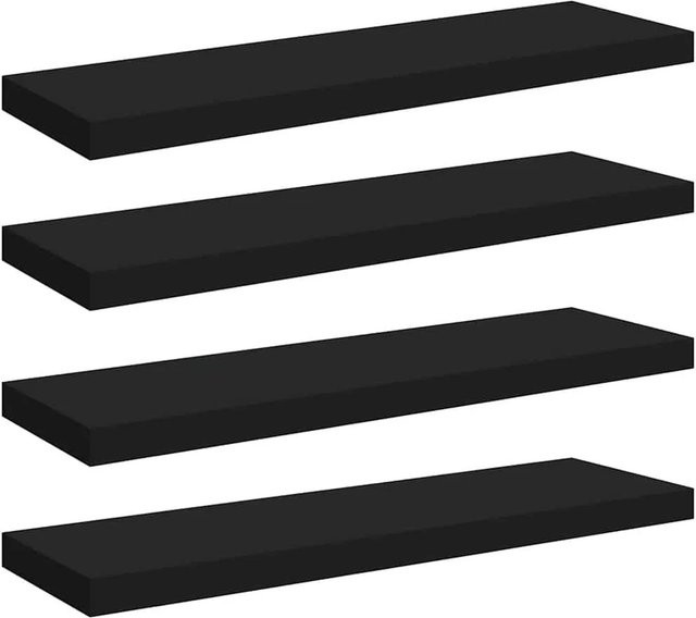 vidaXL Schweberegale Set 4 Stück Schwarz aus MDF und Metall, B/T/H: 80 x 23,5 x 3,8 cm - Bild 1