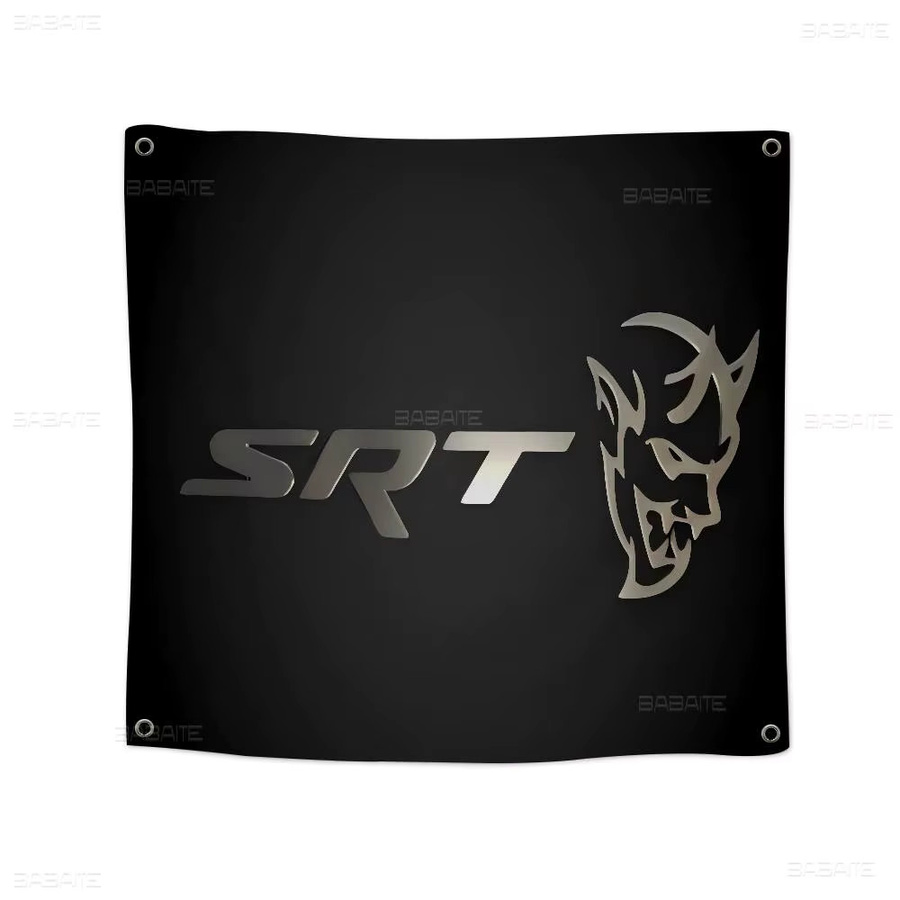 Potdemiel SRT Hellcat Demon Dodge Challenger Outdoor-Banner, handgezogene Flagge in Schwarz, rechteckig - Bild 5
