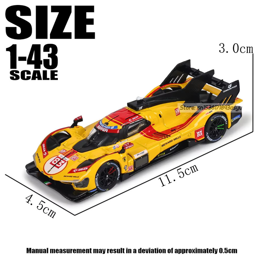 Bburago Ferrari 499P Nr. 83 WEC 24h Le Mans Hypercar 2025, Rennwagen-Modell, 1:43, ab 14 Jahren - Bild 3