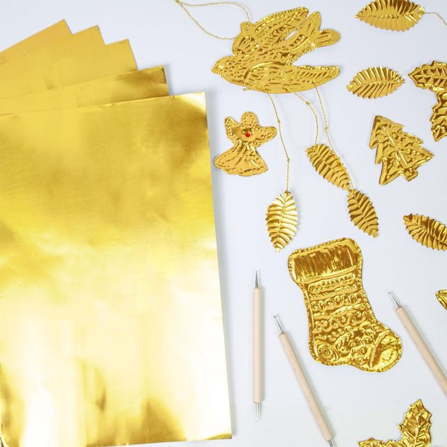 20 Stück Goldgeprägtes Papier in Gold für DIY-Kunst und Dekorhandwerk, 15 x 15 cm - Bild 1