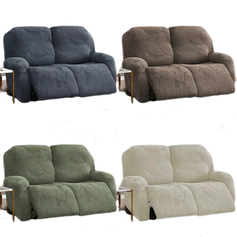 Yupartex 2-Sitzer-Sofabezug aus Stretch-Jacquard für Relaxsessel in Grau mit floralem Muster - Bild 5