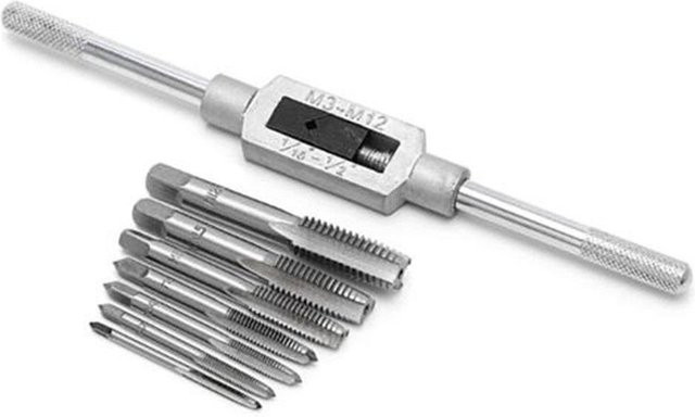 Meterk 8-teiliges metrisches Gewindebohrer-Set aus Stahl in Grau und Silber, M3 bis M12 - Bild 1