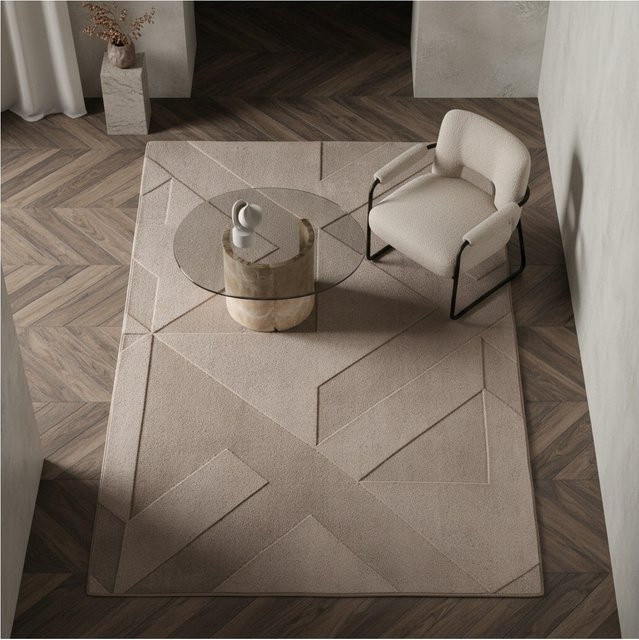 Waschbarer Kurzflor-Teppich Kadima Design LAVAREDO in Beige mit geometrischem Muster, B/T: 140 x 200 cm - Bild 1
