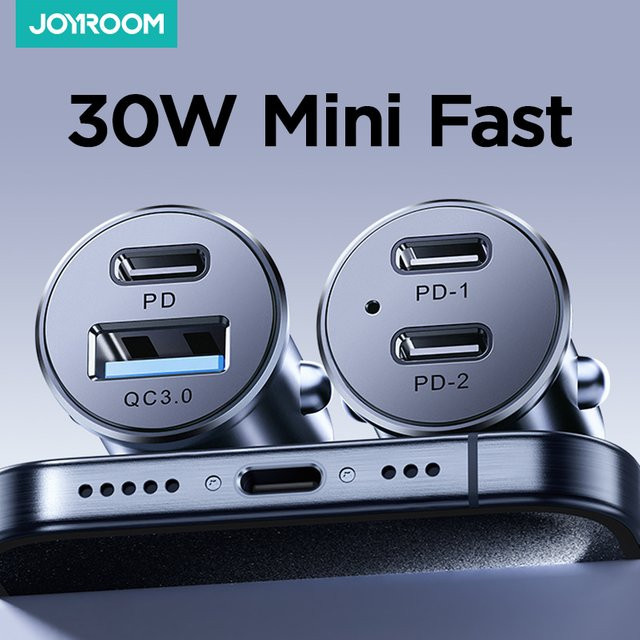Joyroom 30 W Autoladegerät mit PD und QC3.0 Schnellladefunktion für iPhone und Samsung Galaxy, USB-C Anschluss - Bild 1