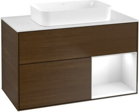 V&B Waschtischunterschrank Finion mit Wandbeleuchtung, Farbe: Weiß, Breite: 100 cm, Tiefe: 60,3 cm, lackiert - Bild 1