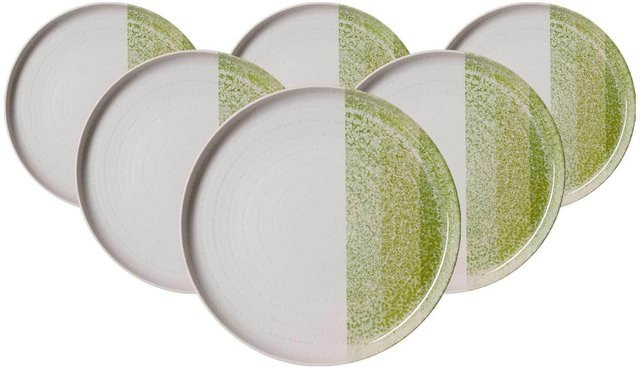 Ritzenhoff & Breker Frühstücksteller Trio grün gestreift, 6er Set, Durchmesser: 19,5 cm - Bild 1
