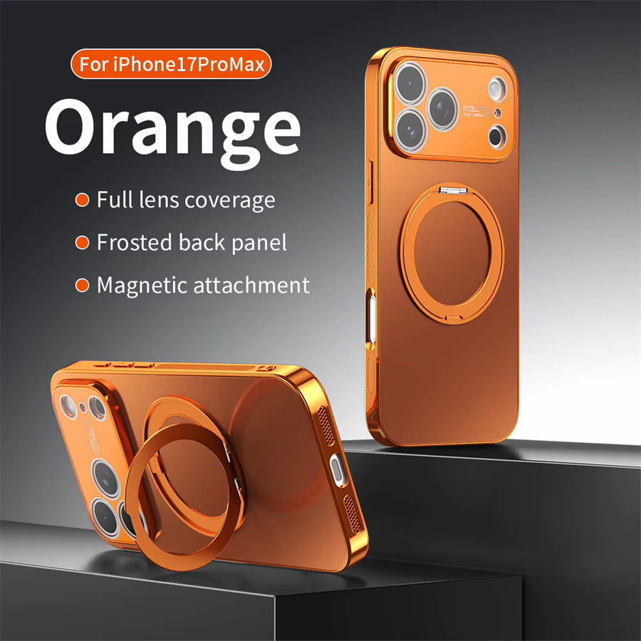 Stoßfeste MagSafe Handyhülle mit 360 Grad rotierendem Magnetring für iPhone 17 16 15 14 13 Pro Max Air in Schwarz Cyan und Orange - Bild 4