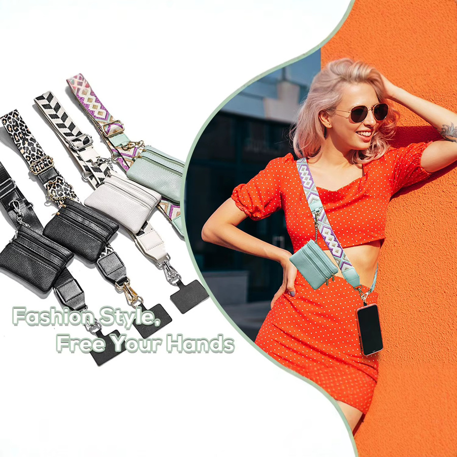 Modischer Handygurt mit Kartentasche und Reißverschluss, verstellbares Anti-Verlust-Lanyard für Frauen, Mehrfarbig - Bild 4