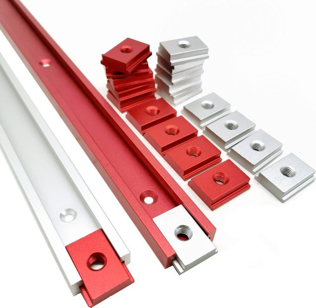 GDART Werkbank T-Nut Set aus Aluminiumlegierung in Rot für Holzbearbeitung mit Gehrungsschiene, Schiebern und Schrauben-Mutter-Set - Bild 1