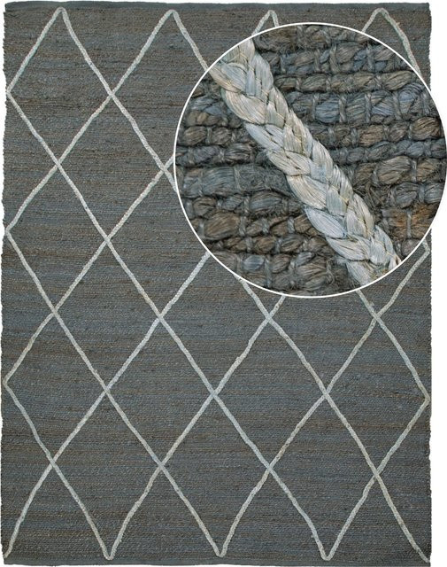 Jute-Teppich Sakira in Anthrazit mit Rautenmuster, B/T: 200 x 290 cm - Bild 1