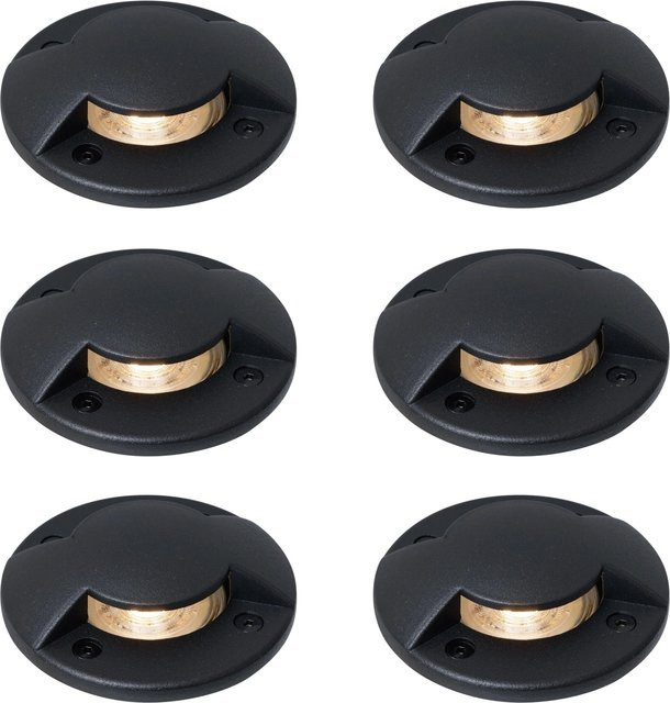 QAZQA Set mit 6 modernen Bodeneinbaustrahlern in Schwarz, GU10, IP65, rund, für Garten und Außenbereich - Bild 1