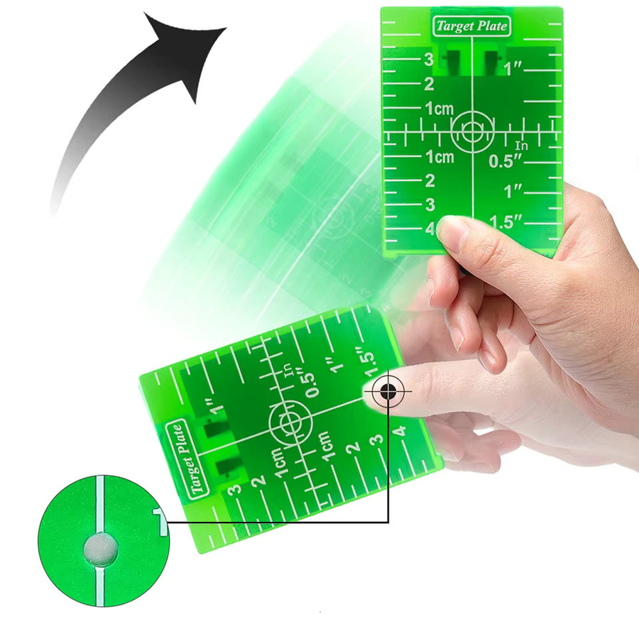 Huepar Green Target Plate Card mit Ständer für Green Beam Cross Line Laser Levels, magnetisch aufhängbar, Farbe: Grün - Bild 2