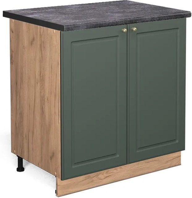 Vicco Spülenunterschrank Fame-Line Landhaus-Stil in Grün-Gold und Anthrazit mit Regal, B/T/H: 80 x 60 x 82 cm - Bild 1